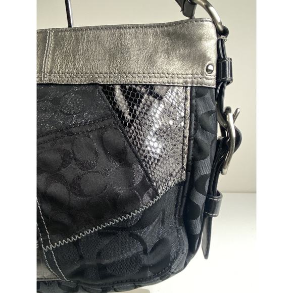 Coach Zoe Patchwork Silver Animal Print Black Gray Purse Suede Model f0873-12901 - Picture 16 of 16